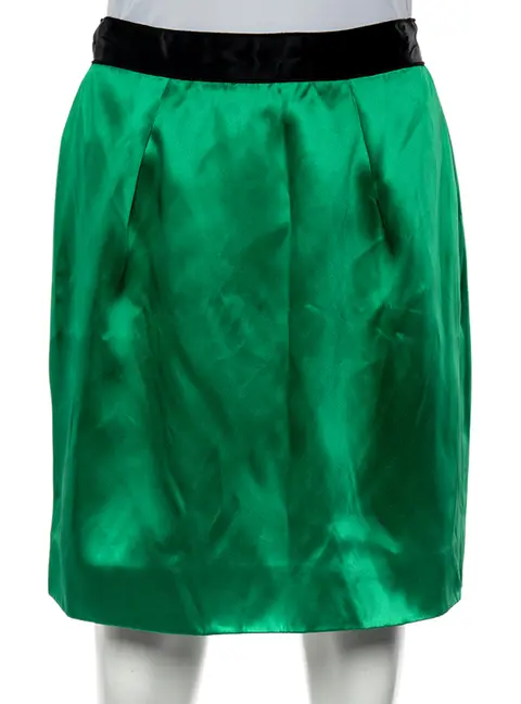 D&G Green Satin Mini Skirt M