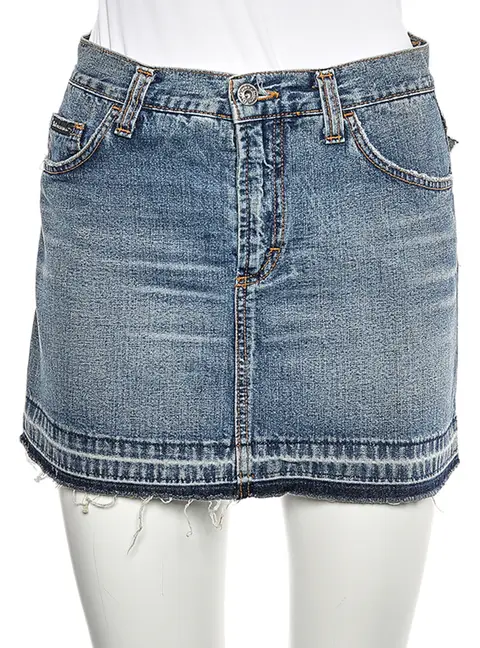 D&G Blue Denim Back Floral Logo Embroidered Mini Skirt S