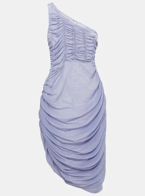Danielle Guizio Purple Mesh Ruched Mini Dress L