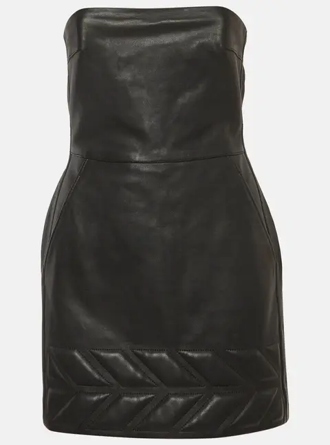 David Koma Black Leather Strapless Mini Dress M
