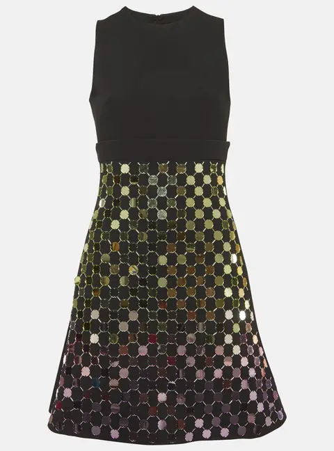 David Koma Black Stretch Crepe Embellished A-Line Mini Dress M