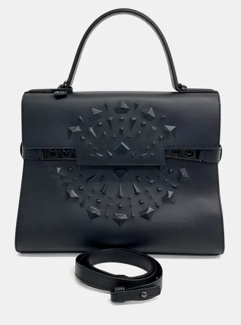Delvaux Tempete GM Black Smooth Calfskin Leather Top Handle Bag