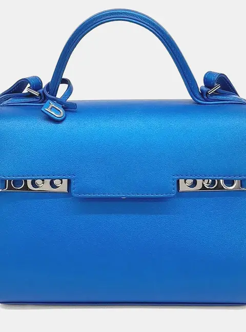 Delvaux Tempete Mini Blue Leather Top Handle Bag