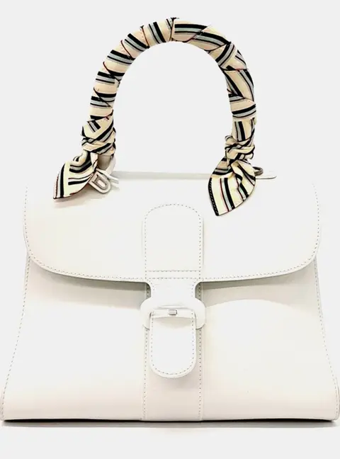 Delvaux Brillant MM White Leather Top Handle Bag