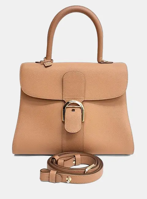Delvaux Brillant MM Camel Leather Top Handle Bag