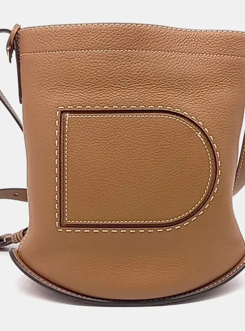 Delvaux Pin Camel Grained Leather Crossbody Bag