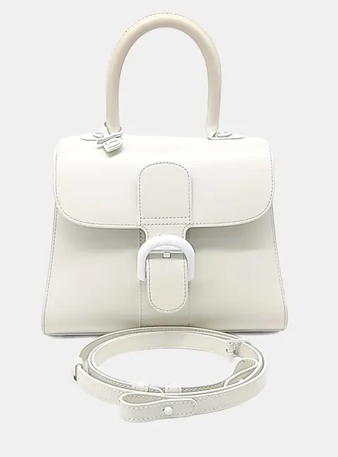 Delvaux Brillant PM White Leather Top Handle Bag