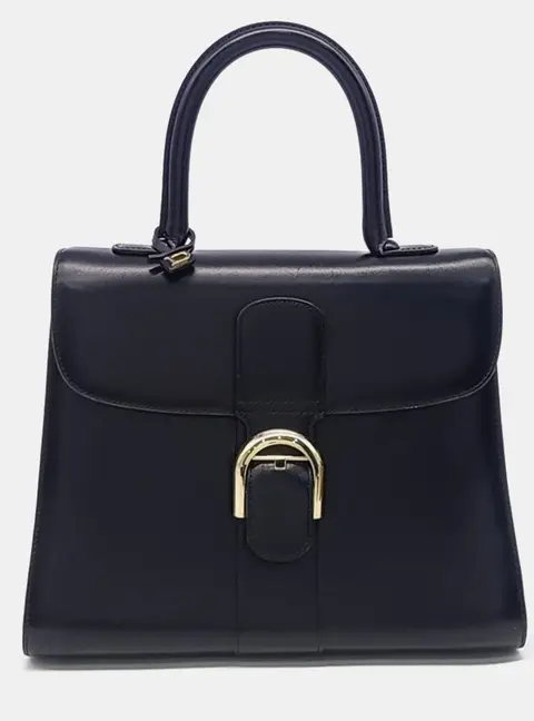 Delvaux Brillant MM Black Smooth Calfskin Leather Top Handle Bag