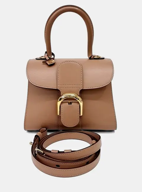 Delvaux Brillant Mini Box Natural Calfskin Leather Top Handle Bag
