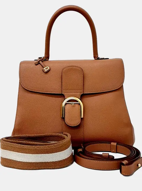 Delvaux Brillant MM Tan Taurillon Leather Top Handle Bag