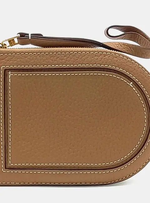 Delvaux Brown Leather Pin Coin and Card Holder