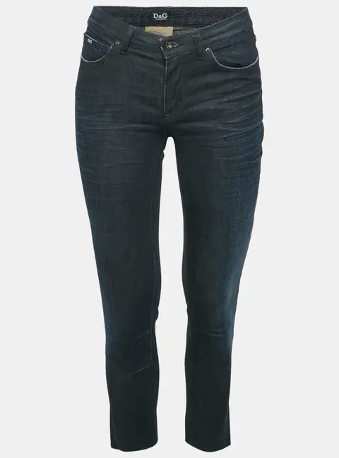 D&G Blue Washed Denim Raw Edge Jeans S Waist 26"