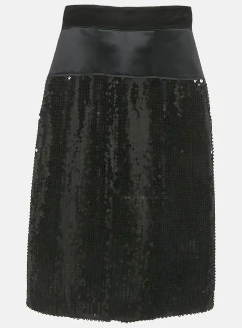 D&G Black Sequin & Satin Pencil Skirt XS