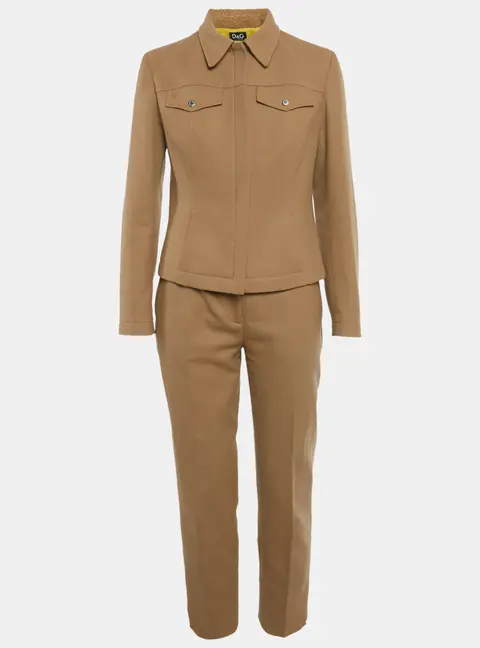 D&G Brown Wool Blend Jacket and Pants Set M
