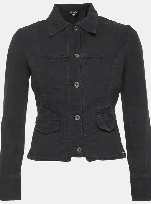 D&G Black Denim Button-Front Jacket M