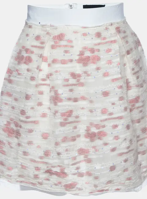 D&G White Fil Coupe Silk Mini Skirt XS