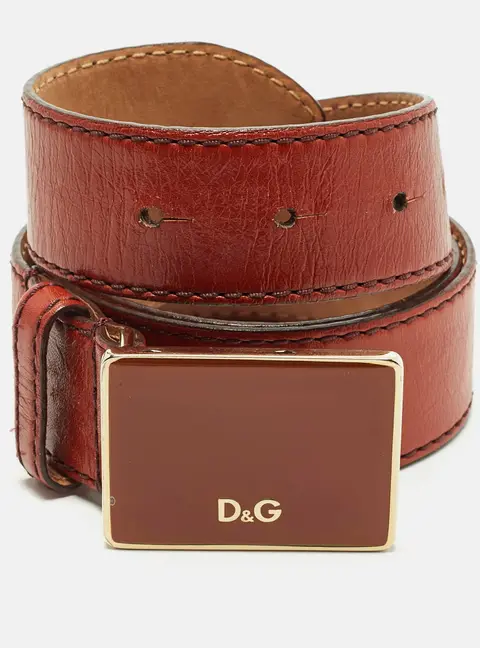 D&G 80 CM Buckle Belt Brick Red Leather