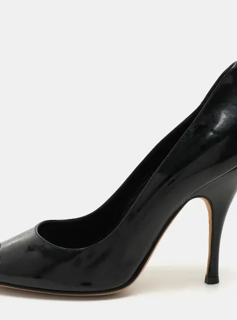 D&G Black Patent Leather Peep Toe Pumps Size 39