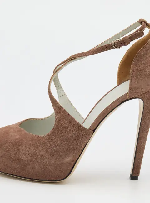 D&G Brown Suede Open Toe Platform Sandals Size 38.5