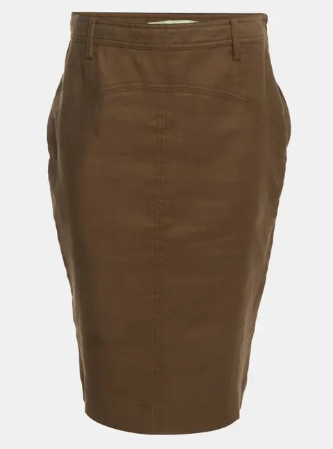 Diane Von Furstenberg Olive Green Linen Blend Martinique Cargo Pencil Skirt L