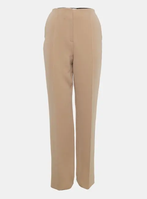 Diane Von Furstenberg Tan Brown Stretch Crepe High-Rise Trousers M