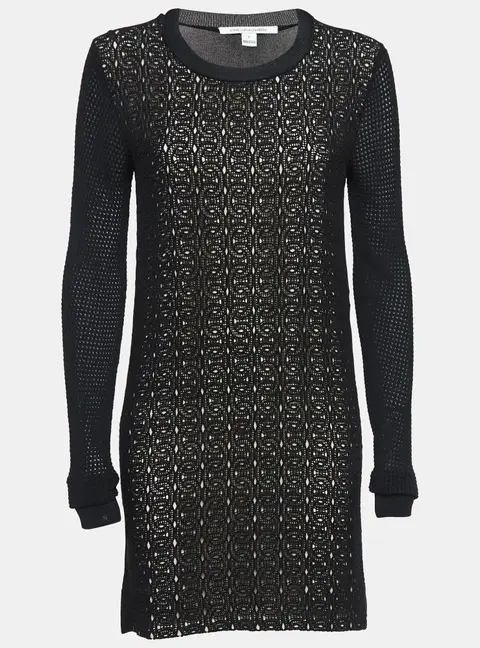 Diane Von Furstenberg Black Lace & Jersey Mini Dress S