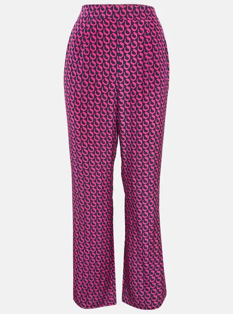 Diane Von Furstenberg Pink/Blue Printed Silk Petunia Pants M