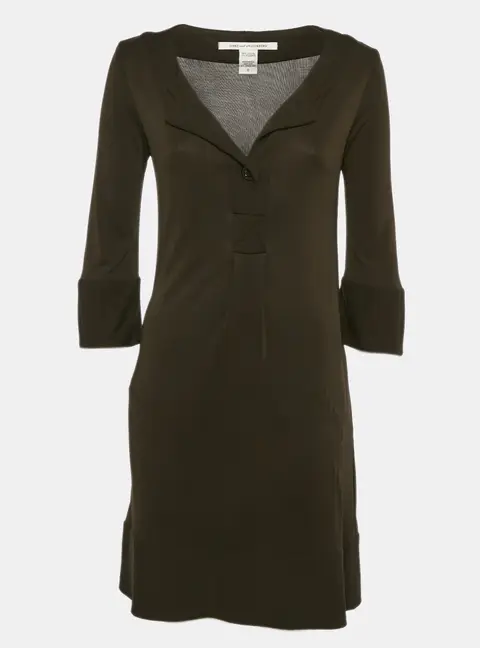 Diane Von Furstenberg Brown Stretch Knit T-Shirt Dress XS