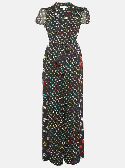 Diane Von Furstenberg Floral Print Silk Caterina Jumpsuit M