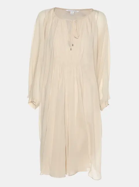 Diane Von Furstenberg Beige Silk New Fleurette Kimono Dress  L