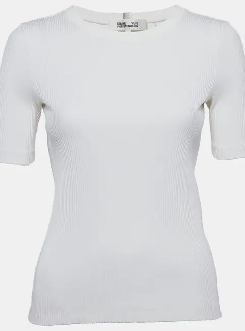 Diane Von Furstenberg White Rib Knit T-Shirt S