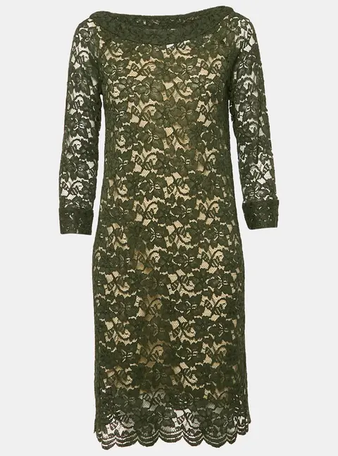 Diane Von Furstenberg Green Corded Lace Elisa Dress M