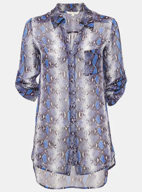 Diane Von Furstenberg Purple Printed Silk Button Front Shirt S