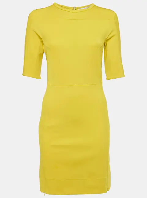 Diane Von Furstenberg Acid Yellow Jersey Oka Sheath Dress M