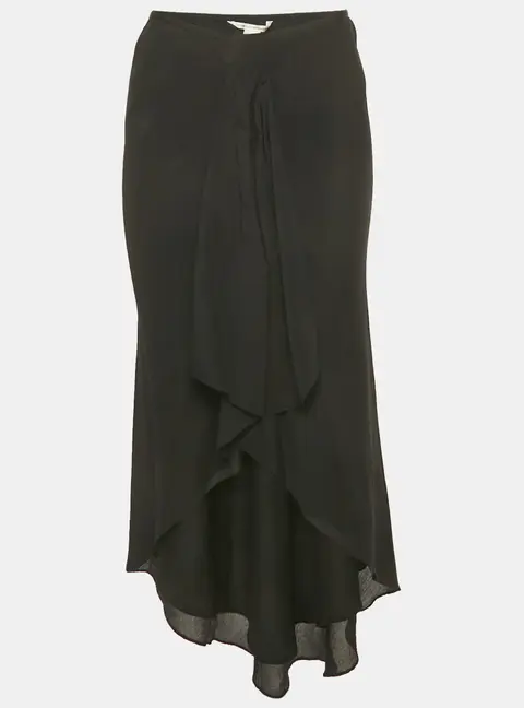 Diane Von Furstenberg Blue Silk Ruffled Asymmetric Skirt M