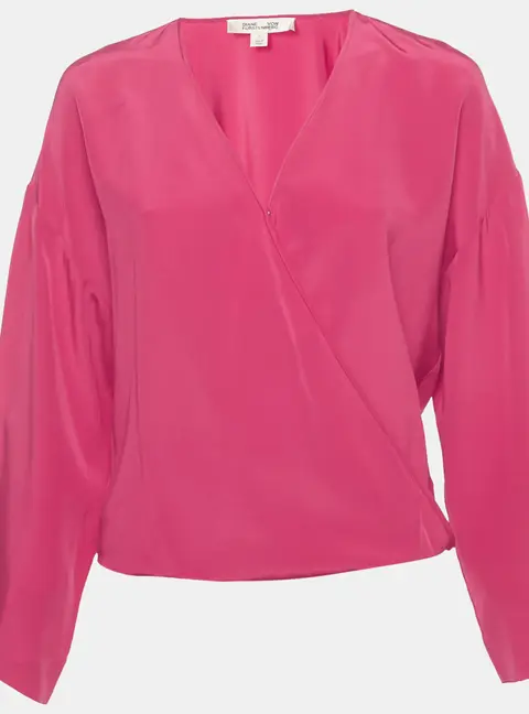 Diane Von Furstenberg Fuchsia Pink Silk Loose Fit Top S