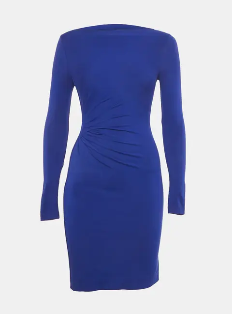 Diane Von Furstenberg Blue Knit Pleat Detail Lali Mini Dress XS