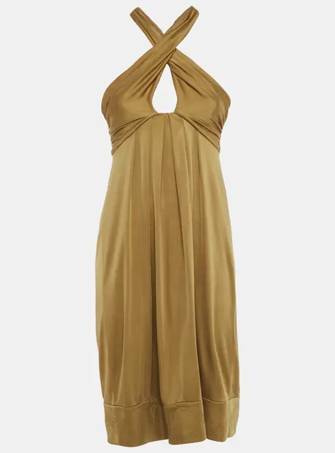 Diane Von Furstenberg Brown Silk Jersey Draped Dress M
