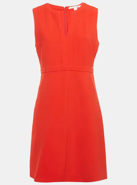 Diane Von Furstenberg Red Crepe Sleeveless Sheath Dress M