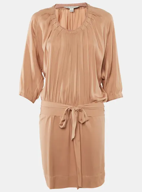 Diane Von Furstenberg Beige Silk Kaipo Short Dress M