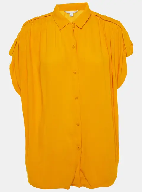 Diane Von Furstenberg Amber Yellow Crepe Karin Blouse S