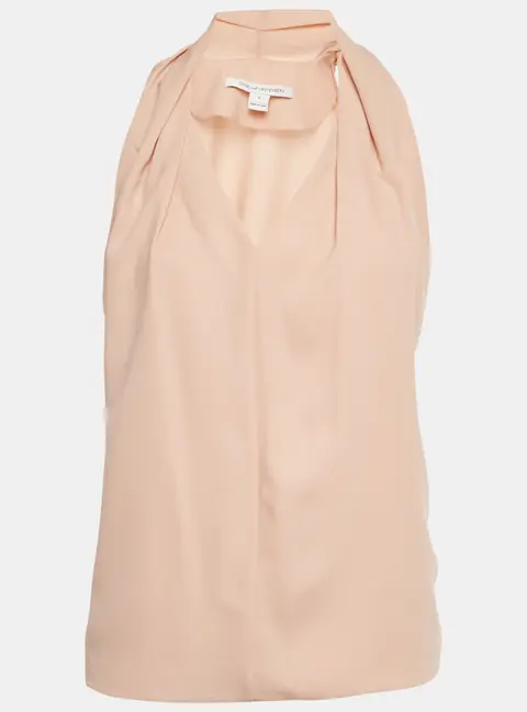 Diane Von Furstenberg Beige Crepe Sleeveless Top S