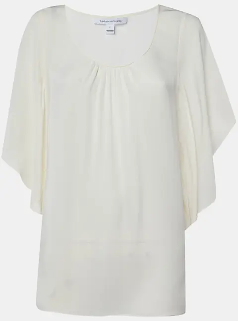 Diane Von Furstenberg Beige Silk Sheer Stella Top XS/S