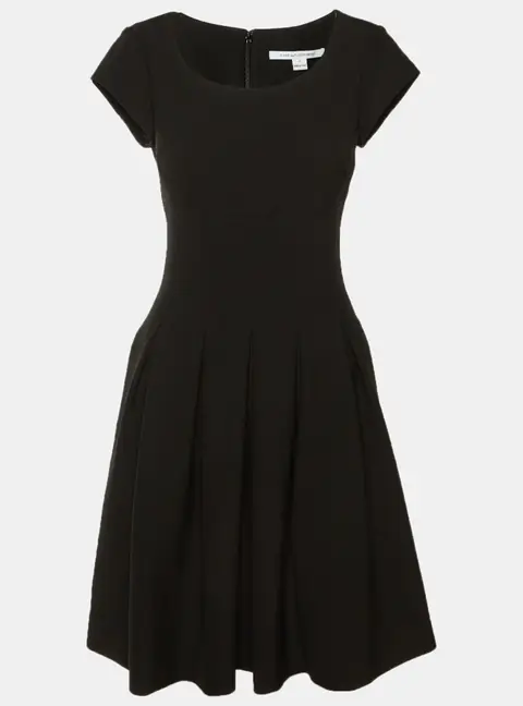 Diane Von Furstenberg Black Crepe Pleated Mini Dress S