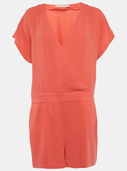 Diane Von Furstenberg Orange Crepe Playsuit M