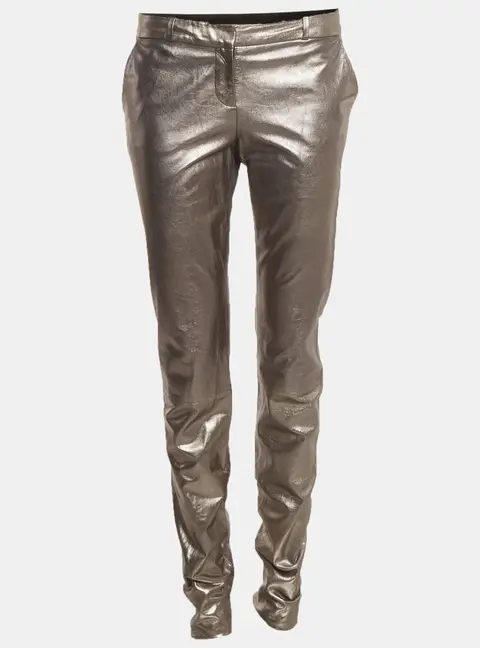 Diane Von Furstenberg Metallic Coated Leather Everly Pants S