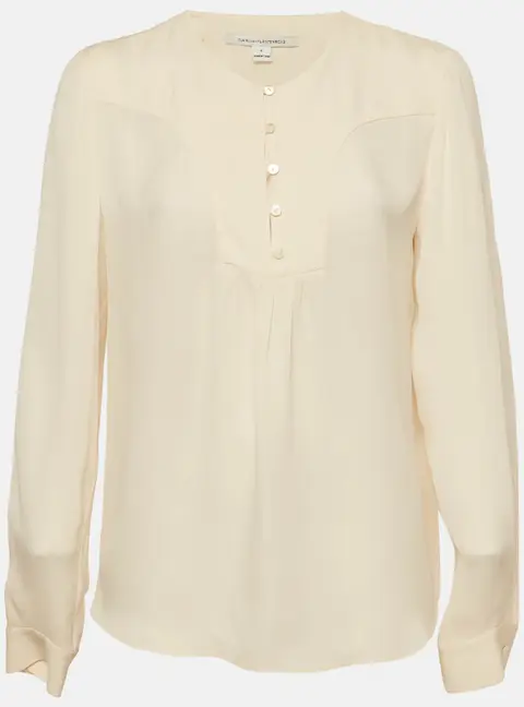 Diane Von Furstenberg Beige Silk Blouse M