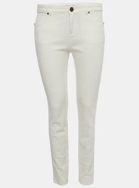 Diane Von Furstenberg White Monogram Print Denim Slim Fit Jeans M/Waist 30"