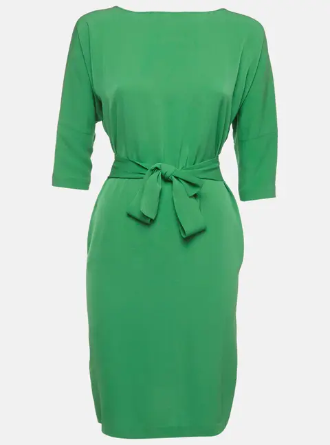 Diane Von Furstenberg Green Silk Belted Dress S