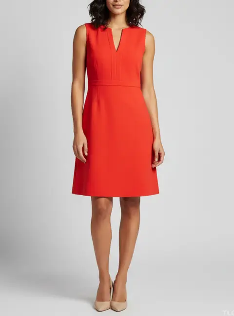 Diane Von Furstenberg Red Stretch Crepe Sleeveless Sheath Dress S
